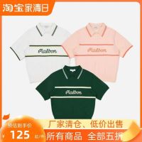 23 Spring And Summer New Korean Golf Clothing MALBON Womens Knitted Vest Lapel Short-Sleeved T-Shirt