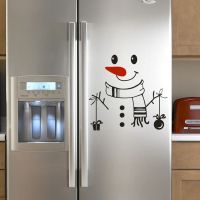 【cw】 MerrySnowman Fridge Stickers KitchenPosters Decals 2021 Happy New YearFridge Wall Stickers 【hot】