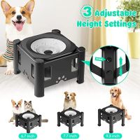 Height Adjustable Dog Bowls No Spill Raised Pet Elevated Water Bowl Non-Slip Puppy Cat Slow Water Feeder 2.2L/75oz