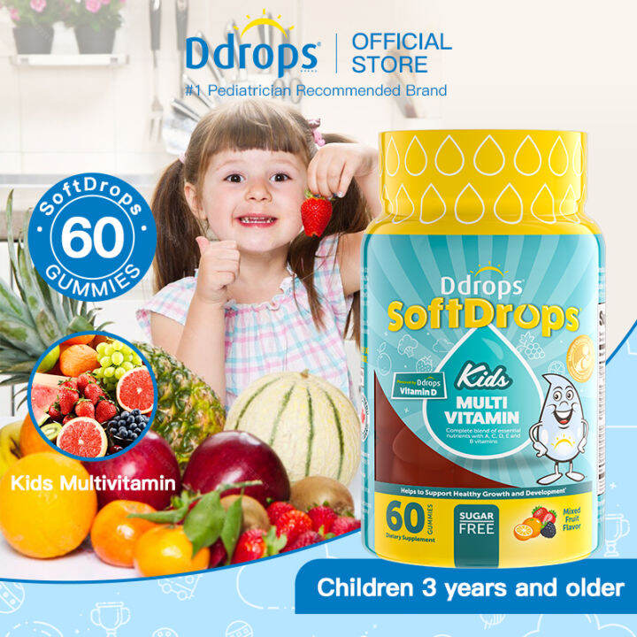 Ddrops Softdrops Kids Multivitamin Gummies，Vitamin A&C&D Complex