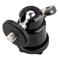 2X Aluminium Alloy Mini Ball Head 1/4 inch Mount with Flash Shoe for DSLR SLR DC Camera Mini DV Monitor Etc