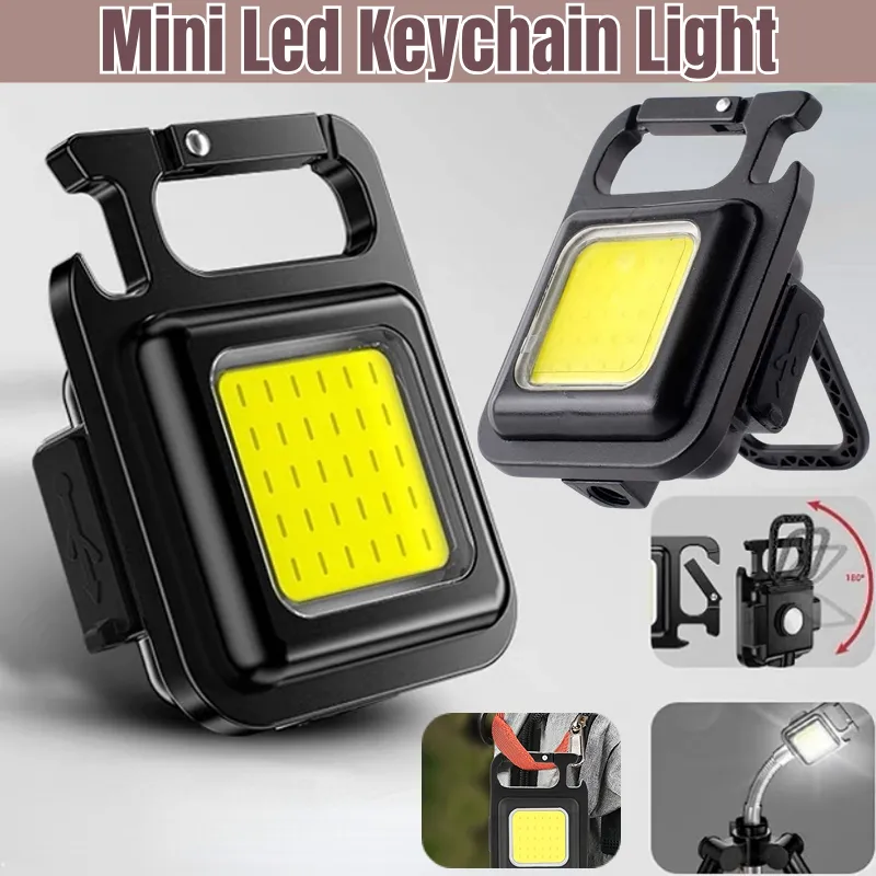 Multifunctional USB Rechargeable COB Work Lamp Mini Keychain LED Light  Flashlight