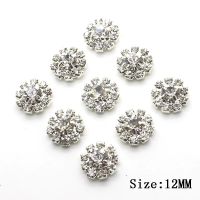 ✖™卍 10pcs 12mm Round Shiny Crystal Rhinestone Button Center Scrapbook DIY Decoration For Garment Sewing Button Metal Base