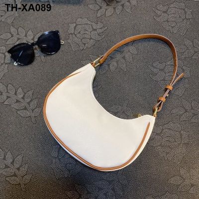 Original Retro Crescent กระเป๋าเกาหลีความจุขนาดใหญ่ Splicing Hand Bag Light Luxury Versatile Temperament Womens Bag