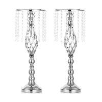 2 Pcs Crystal Flower Stand Wedding Centerpieces for Tables, Tabletop Metal Flower Vase for Wedding Party Dinner Event