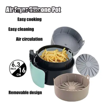 Air Fryer Silicone Pot Silicone Air Fryer Basket Heat Resistant Square Replacement Basket Grill Pan Multifunctional Easy Cleaning Air Fryer Oven