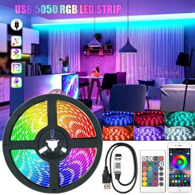 【cw】 RGB 5050 USB Led Strip Light Bluetooth App Control 5V USB Led Tape Flexible Ribbon Diode Tape for TV Backlight Room Decoration ！