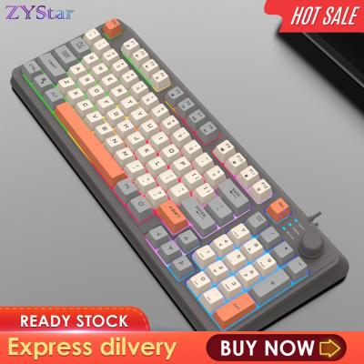 Keyboard Gaming RGB ZYStar 94คีย์แป้นพิมพ์ USB แบบมีสายขนาดกะทัดรัดสำหรับนักเล่นเกมพอร์ตคอมพิวเตอร์แบบมินิ