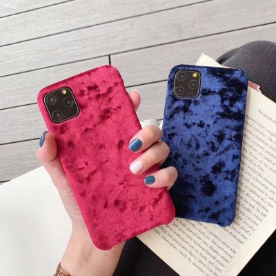 「Enjoy electronic」 Fashion Velvet Plush Fabrics Smooth Case For iPhone 7 8 Plus Solid Color Warm Soft Back Cover For iPhone 13 12 11 Pro XS Max XR