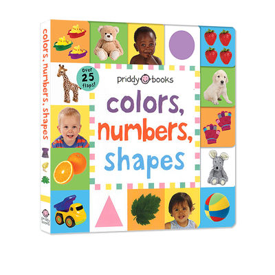 English original lift the flap colors numbers shapes flip through the book childrens English Enlightenment basic things cognitive picture illustration parent-child interactive word learning book Roger Priddy