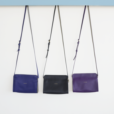 Oval Clutch &amp; crossbody bag กระเป๋าสะพายข้างหนังแท้ Violet-gray