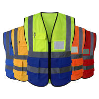 11สี (L-5XL) Hi Vis Viz การมองเห็นสูงสะท้อนแสงซิปกระเป๋ารักษาความปลอดภัยเสื้อกั๊กแจ็คเก็ต Workwear เสื้อกั๊ก