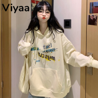 Viyaa เสื้อฮู้ด เสื้อแขนยาวอบอุ่น หลวมและสบาย สบายๆ ทันสมัย วินเทจ สบาย WWY2393GRK 39Z230927