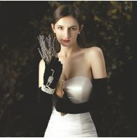 №❇ Black Long Velvet Bridal Gloves for Wedding Finger Brides Gloves for Tea Party Bridal Gloves Opera bridal robe for wedding