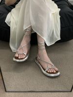 Sandal Women Summer Ankle Lace Up Fashion Narrow Band Ladies Elegant Gladiator Shoes Outdoor Soft Flats Sandalias