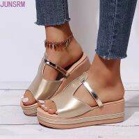 2022 Summer Fashion New Women Casual Everyday T strap Platform Slippers Faux Leather Open Toe Slip on Sandals Footwear Hot Sell ◙▩♂