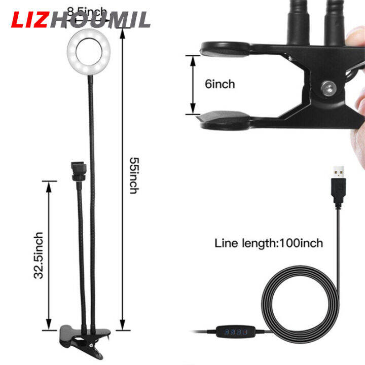 lizhoumil-ไฟ-led-12w-รูปวงแหวนเติม3แบบปรับระดับได้ขายึดโทรศัพท์มือถือไฟตั้งโต๊ะคลิปสำหรับเซลฟี่ความงาม