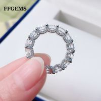 FFGems 925เงินรอบตัดเพชรโมอีสประดิษฐ์5Mm แหวนคู่รักเพชรสำหรับหมั้น