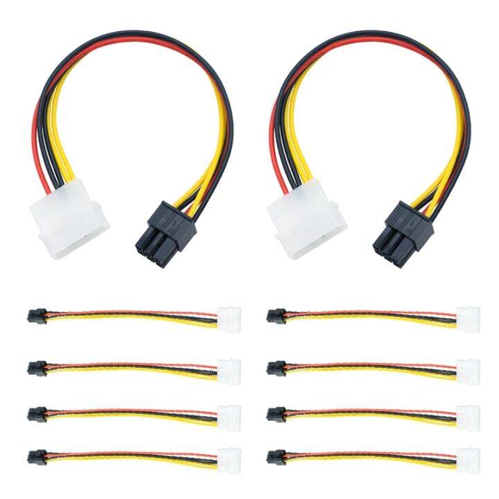 10Pcs 4 Pin To 6 Pin Power Cord Connector Large 4P To 6P Graphics Card