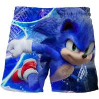 Boys 3D Cool Blue Hedgehog Shorts Kids Cartoon Shorts Girls Children Summer Beach Loose Shorts Casual Pants Polyester 4-14Yrs