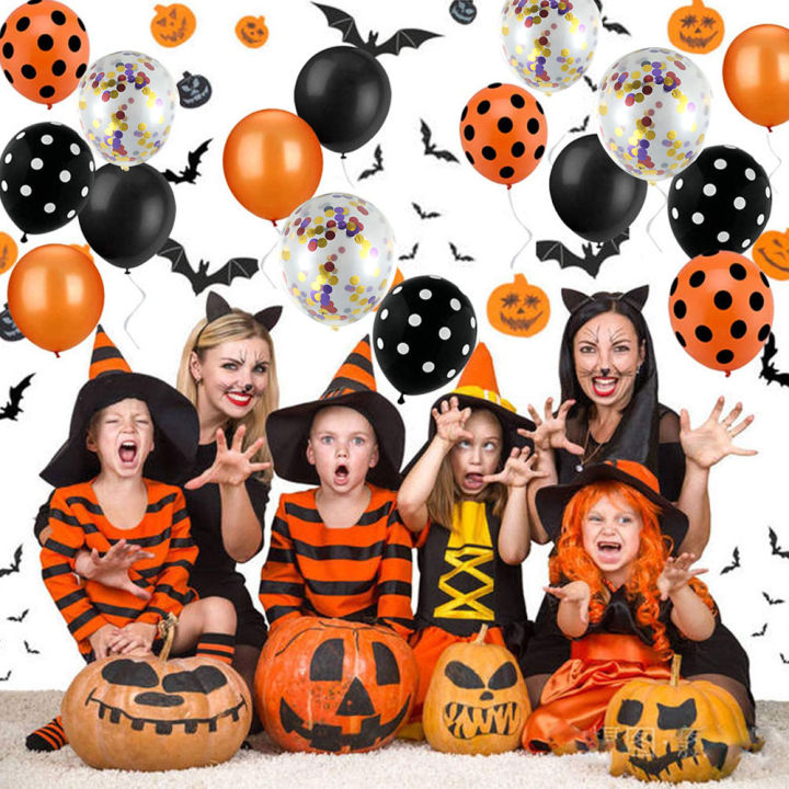 ผลิตภัณฑ์ลดราคาบอลลูนสีขาว-happy-halloween-party-สีส้มสีดำ32-120pcs-บอลลูนชุดตกแต่งสีส้มสีดำสีขาว-latex-บอลลูนแบนเนอร์-cupcake-ghost-สยองขวัญตาแขวนผนังสำหรับธี