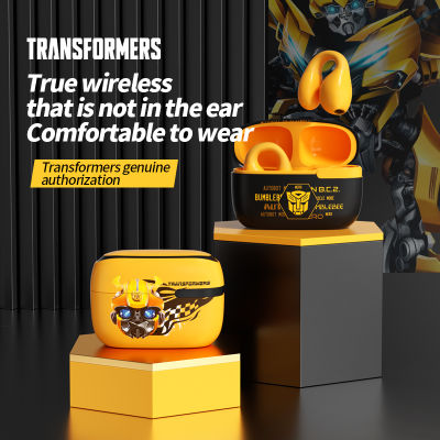 Transformers Bumblebee ชุดหูฟังบลูทูธต่างหูแบบหนีบ TF-T05ที่แท้จริง5.3ขนาดกะทัดรัดและพกพาแบตเตอรี่อายุการใช้งานยาวนานพร้อมไมโครโฟนหูฟังลดเสียง