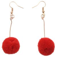 Fashion Round Imitation Fur Ball Drop Earrings Punk Style Jewelry Charm Women Geometric Earrings Red