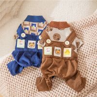 [COD] 22 years new autumn and winter warm corduroy puppy dog ​​overalls medium-sized puppies cat four-legged pet clothes