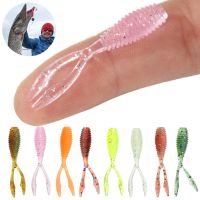 10pcs/lot 03g 36mm Soft Fishing Lure Rockfish Twin Tail Artificial Wobbler Crankbait Bionic Silicone Fluorescent Worm Bait