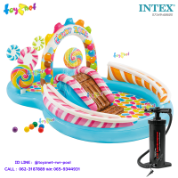 Intex ส่งฟรี สระน้ำ เป่าลม สไลเดอร์ แคนดี้โซน 2.95x1.91x1.30 ม. รุ่น 57149 + ที่สูบลมดับเบิ้ล ควิ๊ก ทรี-เอส