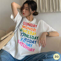 ?HOT SALE?เสื้อยืดสกรีนลาย 7 days ภาษาอังกฤษ คอกลมแขนสั้น  ใส่ได้ทั้งชายทั้งหญิง