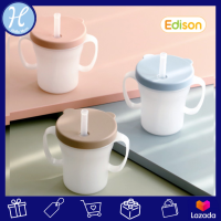 Edison แก้วน้ำเด็ก แก้วพลาสติกหัดดูด 6-11 เดือน หลอดกันสำลัก ดูดคล้ายๆจุกนม มี 2 หูจับ ฝาเกลียวบิด [MADE IN KOREA]