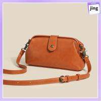 JING เครื่องหนังแท้ ถุงใต้วงแขน สีทึบทึบ เล็กๆน้อยๆ กระเป๋า Crossbody ของใหม่ กระเป๋าถือสำหรับผู้หญิง สำหรับผู้หญิง