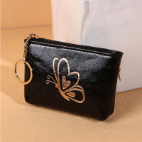 Small Butterfly Bronzing Short Wallets Zipper Card Holder Pu Leather Wallet Mini