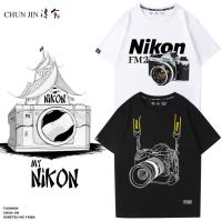 ?2023High quality new style Nikon camera enthusiast Nikon fm2 SLR film camera photographer T-shirt short sleeve t-shirt clothes pure cotton