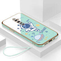 เคสโทรศัพท์ oppo reno 2f กรอบสีทองชุบด้วยไฟฟ้า รวมทุกอย่าง ฝาหลัง วัสดุ TPU ป้องกันการหล่น ป้องกันการชนกัน กันน้ำ สายรัดข้อมือการ์ตูนน่ารัก เคสโทรศัพท์มือถือ