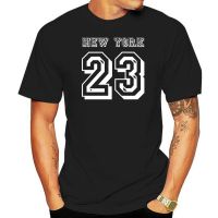 เสื้อผ้าผชเสื้อยืด พิมพ์ลาย New York 23 Number Slogan คุณภาพสูง สีดํา สําหรับผู้หญิง และผู้ชายS-5XL  MNZY