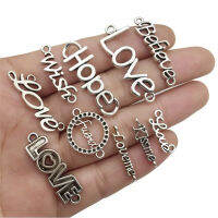 เครื่องประดับจี้แท็กคำ70ชิ้นคำว่า Wish Believe Dream Hope Forever Love Me Charms อุปกรณ์เสริม Celet สร้อยคอทำมือ DIY