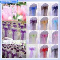 SIERWU 1pcs Organza ตกแต่งเก้าอี้ ริบบิ้น งานเลี้ยง อุปกรณ์รับจัดงานแต่งงาน ผ้าคาดเอวเก้าอี้ ตกแต่งหลังเก้าอี้