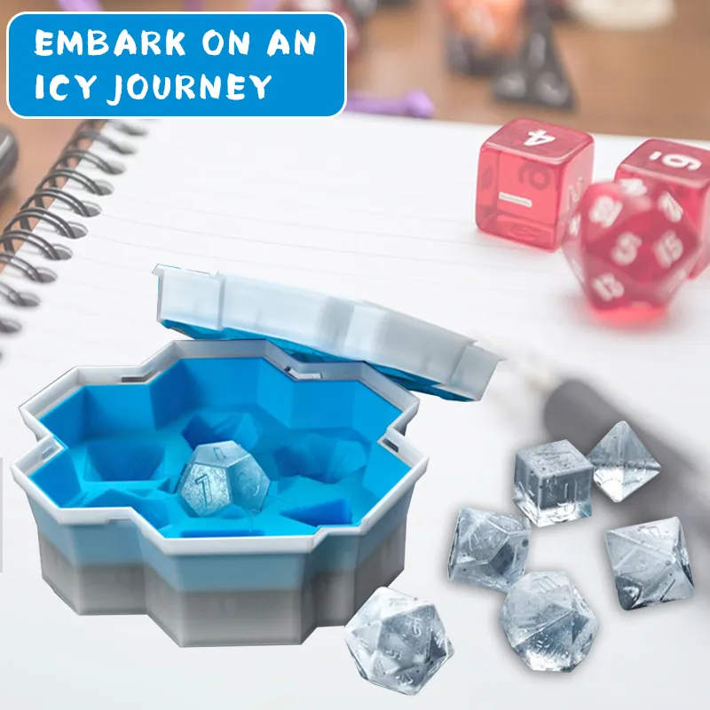 DND Dice Ice Mold, Easy-Release Silicone & Flexible Silicone 7-Ice Cube  Tray for Cocktail, Freezer, Stackable Ice Trays with Covers for Dungeons  and