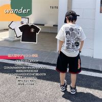 WANDER เสื้อเช็้ตเด็กชาย เสื้อผ้าเด็กผช พิมพ์ลายแฟชั่นเกาหลี เสื้อยืดแขนสั้นผ้าฝ้ายระบายอากาศเด็กผู้ชาย23818