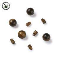 pandahall 10 Sets 8/10/14mm 3 Hole Guru Beads Natural Tiger Eye Buddhist Beads Buddha for Mala Jewelry Findings DIY Hole:1 2mm