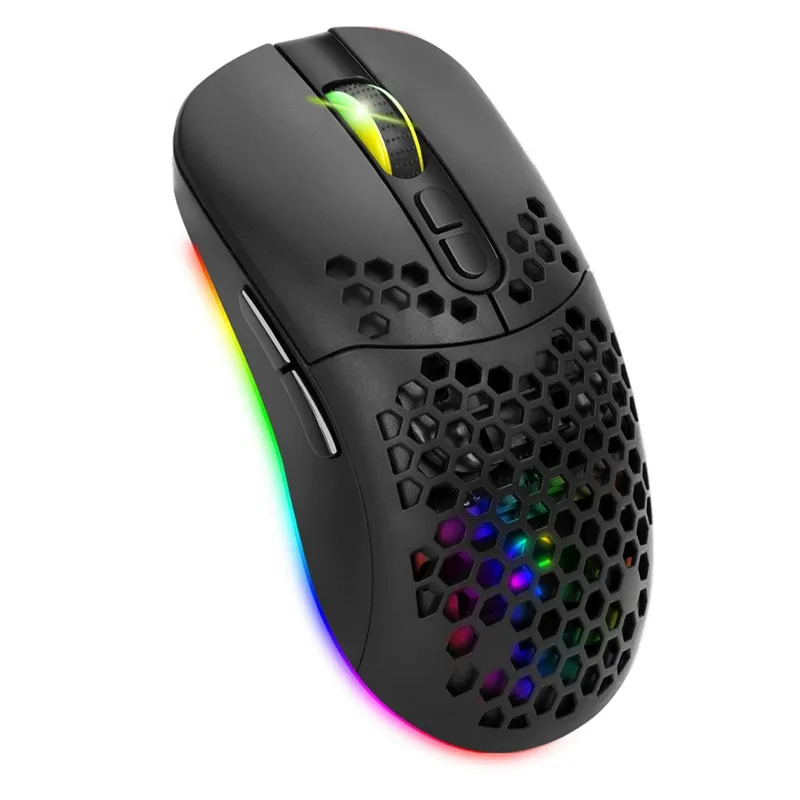 2.4G Bluetooth Dual Mode Honeycomb Shell Wireless Mouse with RGB Backlit  for Laptop PC Computer - Pink Wholesale