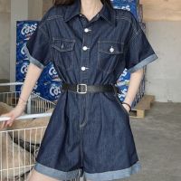 Denim jumpsuit womens summer thin jumpsuit, unique and high-end design, age reducing work suit, shorts set