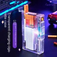 【YF】 The New Transparent Cigarette Case with Tungsten Lighter Automatic Ejection Fine Smoke 20 Sticks Best-selling