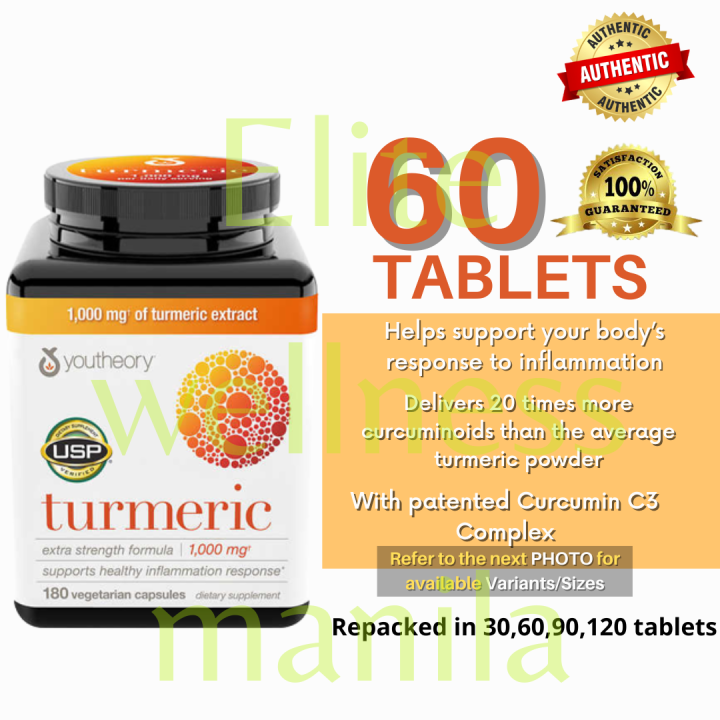 60 Tablets Youtheory Turmeric Extra Strength Formula 1,000 mg