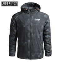 JEEP SPIRIT SPIRIT D แจ็กเก็ตเดินป่าของผู้ชาย,เสื้อโค้ททรงทหารผิวนุ่มกันน้ำกันลมมีฮู้ดเสื้อบอมเบอร์เสื้อแจ็คเก็ตลายพรางสำหรับผู้ชายสินค้าปี1941