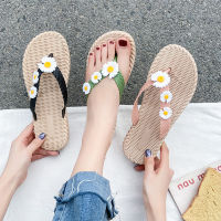 สไตล์เกาหลีดอกไม้สุภาพสตรีรองเท้าแตะ Flip Flop สวมใส่สุภาพสตรีรองเท้าแตะแบนรองเท้าชายหาด