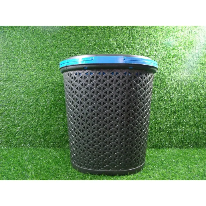 1182 UNIGLOBAL Round Black plastic laundry basket with cover ♂⊕ Lazada PH
