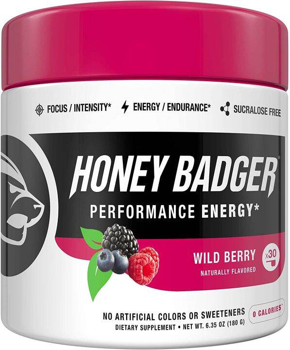 Honey Badger Vegan Keto Pre Workout Natural Paleo Sugar Free Pump Energy Supplement Nootropics